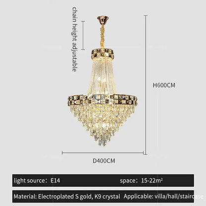 Luxury gold crystal chandelier for living room