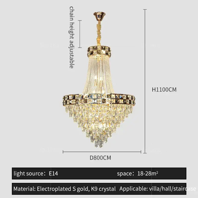 Luxury gold crystal chandelier for living room