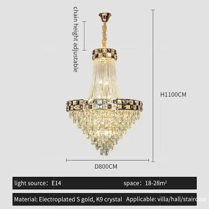Luxury gold crystal chandelier for living room