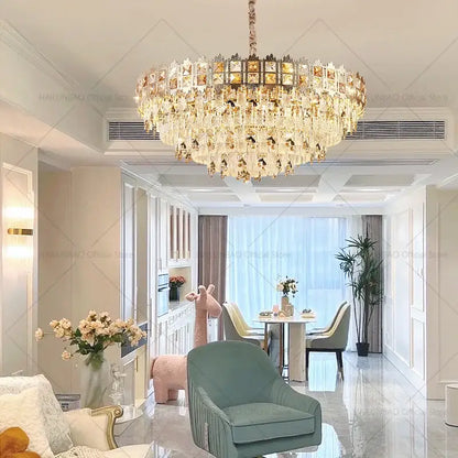 Luxury gold crystal chandelier for living room