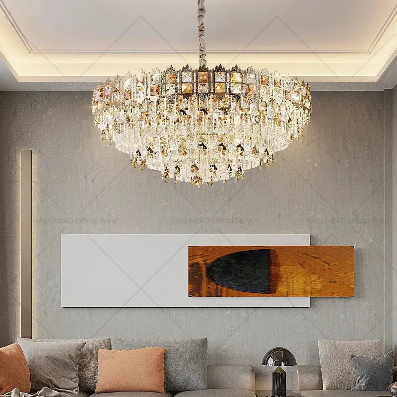 Luxury gold crystal chandelier for living room