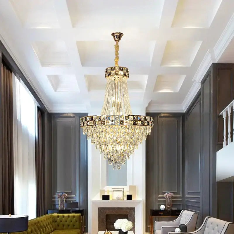 Luxury gold crystal chandelier for living room