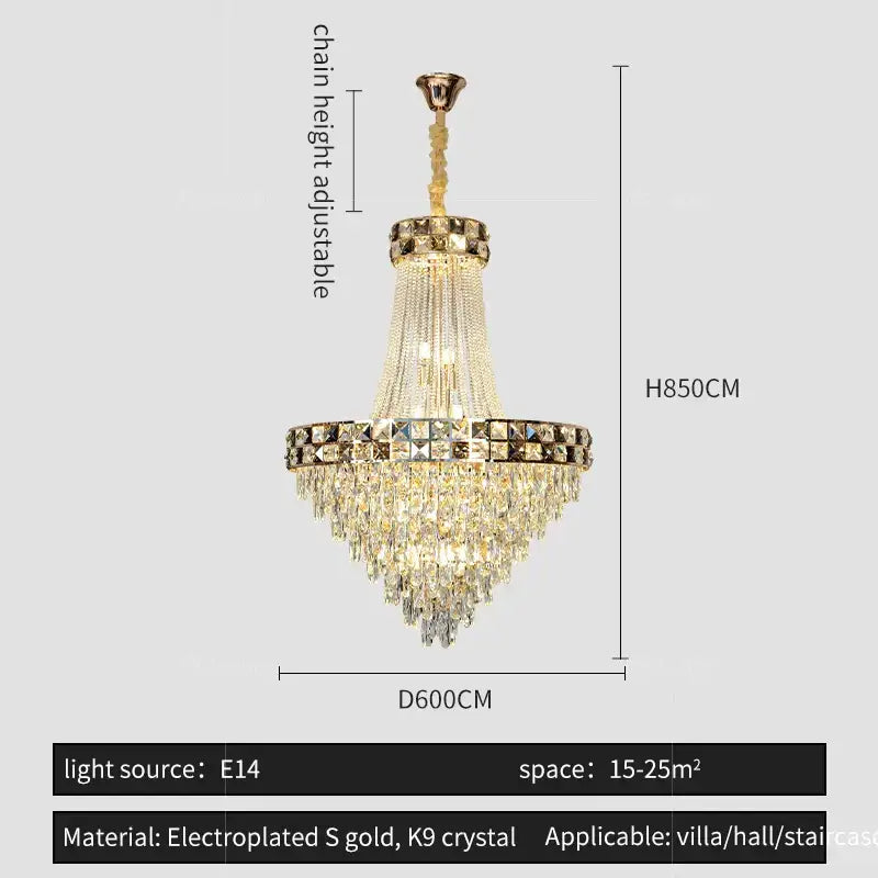 Luxury gold crystal chandelier for living room