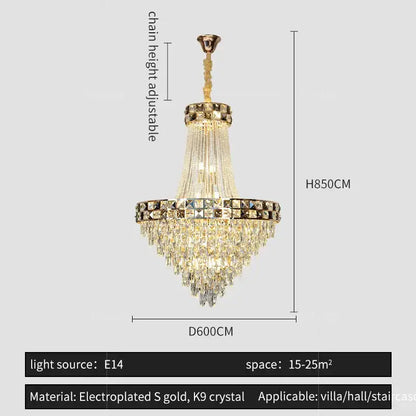Luxury gold crystal chandelier for living room