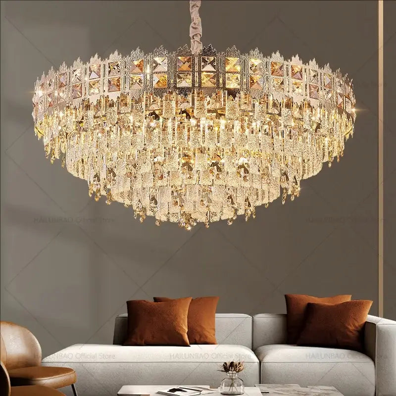 Luxury gold crystal chandelier for living room