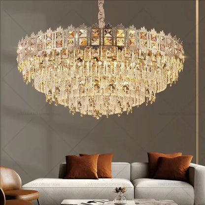 Luxury gold crystal chandelier for living room