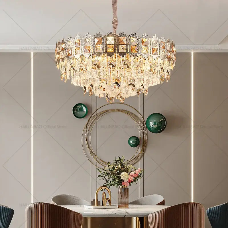Luxury gold crystal chandelier for living room