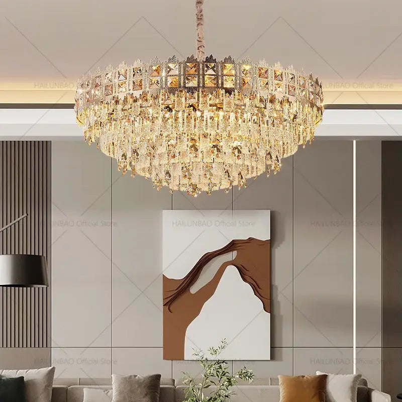 Luxury gold crystal chandelier for living room