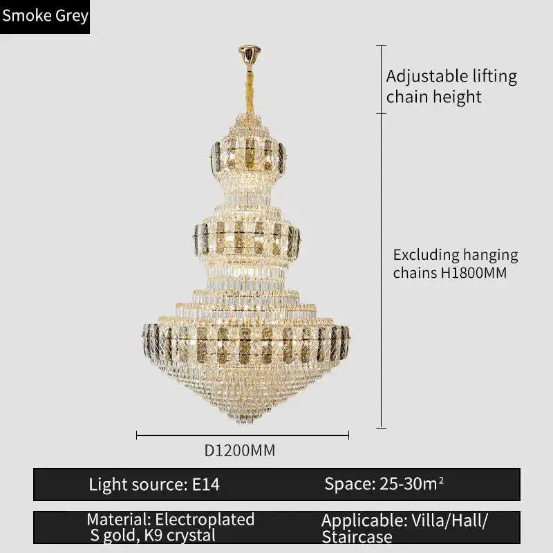 Luxury gold crystal duplex headlight living room chandelier