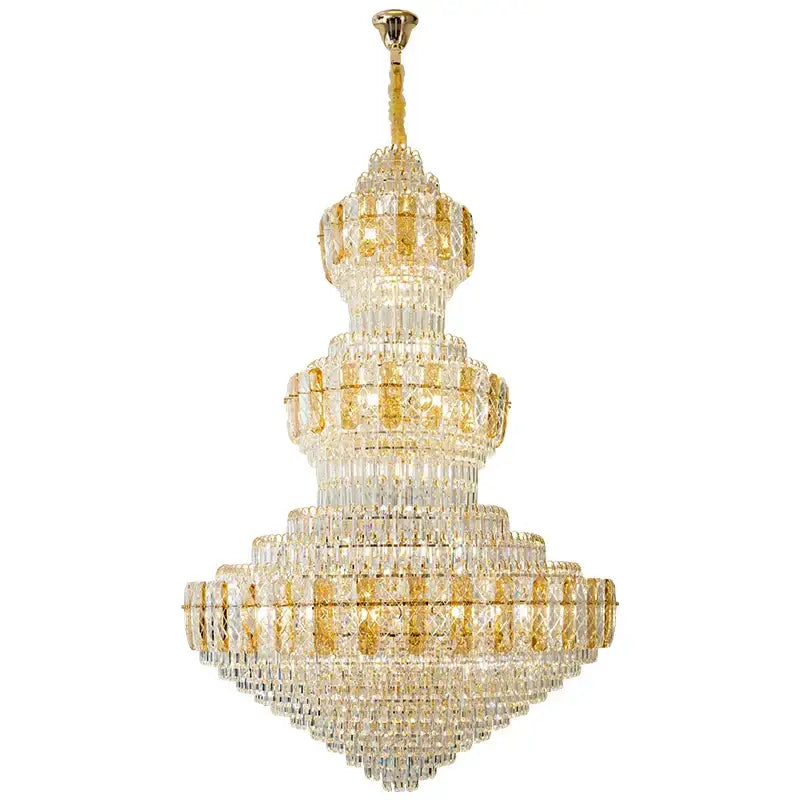 Luxury gold crystal duplex headlight living room chandelier