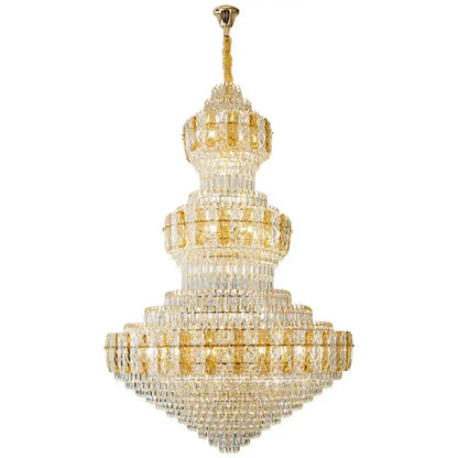 Luxury gold crystal duplex headlight living room chandelier