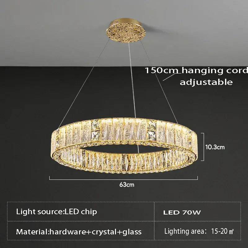 Luxury gold crystal glass chandelier living room light