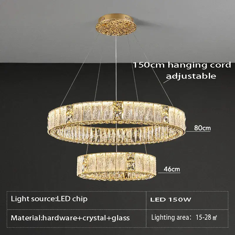 Luxury gold crystal glass chandelier living room light