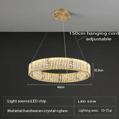 Luxury gold crystal glass chandelier living room light