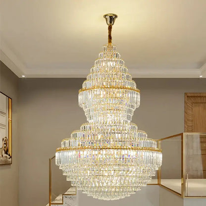 Luxury gold crystal hollow chandelier living room lamp