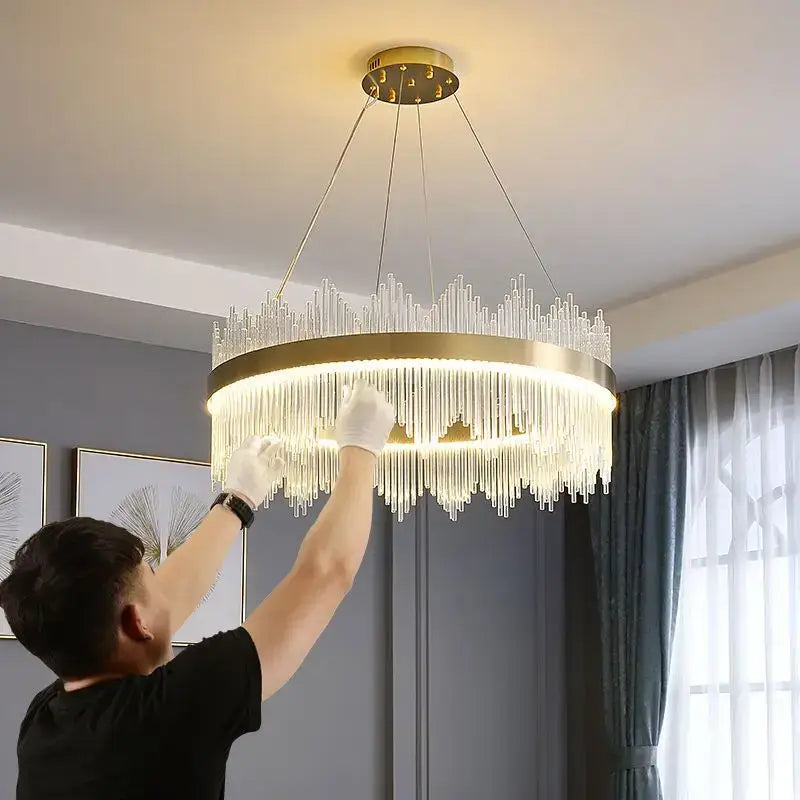 Luxury gold crystal led chandelier dining room light