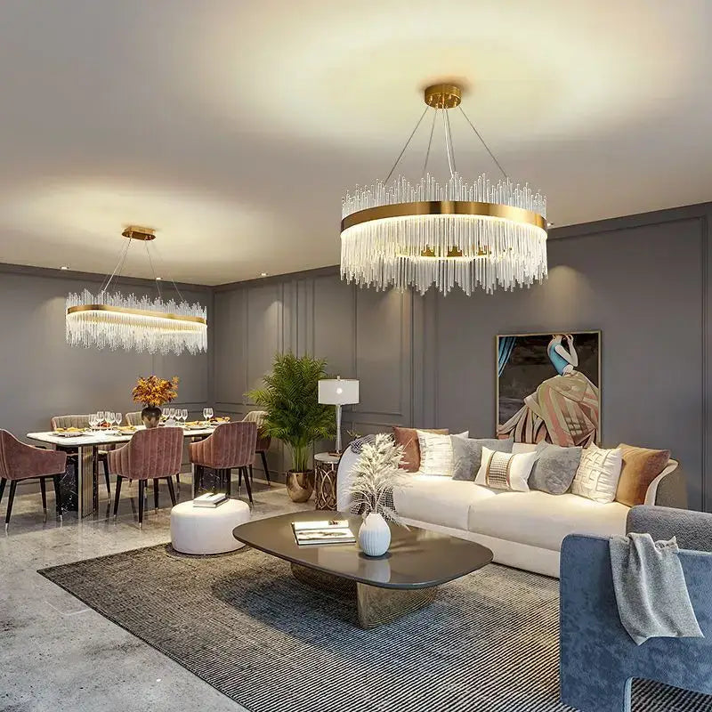 Luxury gold crystal led chandelier dining room light