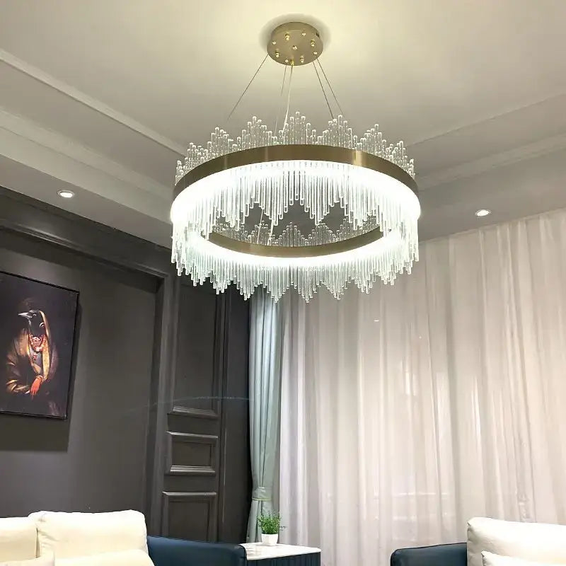 Luxury gold crystal led chandelier dining room light