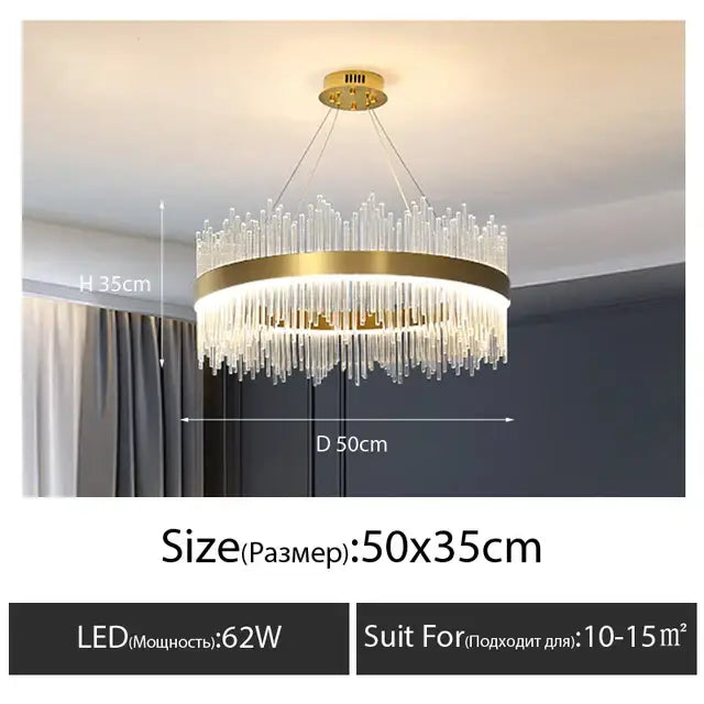 Luxury gold crystal led chandelier dining room light