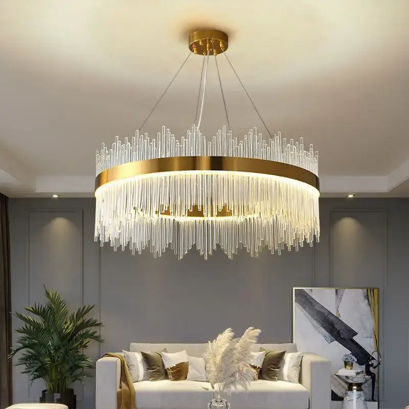 Luxury gold crystal led chandelier dining room light