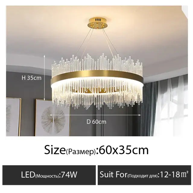 Luxury gold crystal led chandelier dining room light