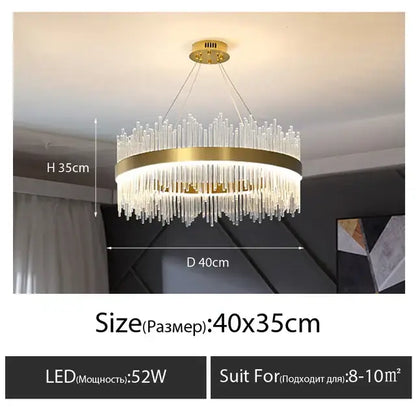 Luxury gold crystal led chandelier dining room light