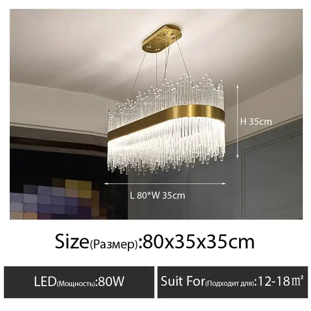 Luxury gold crystal led chandelier dining room light