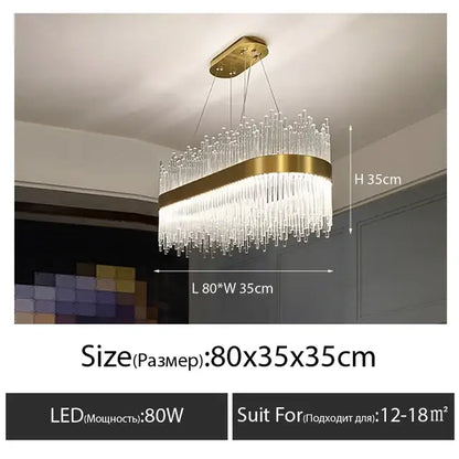 Luxury gold crystal led chandelier dining room light