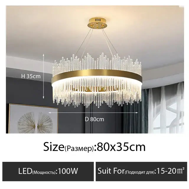 Luxury gold crystal led chandelier dining room light