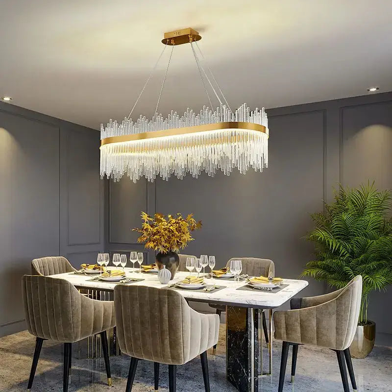 Luxury gold crystal led chandelier dining room light