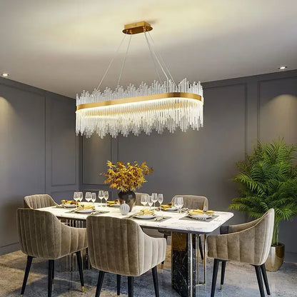 Luxury gold crystal led chandelier dining room light