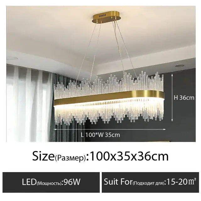 Luxury gold crystal led chandelier dining room light