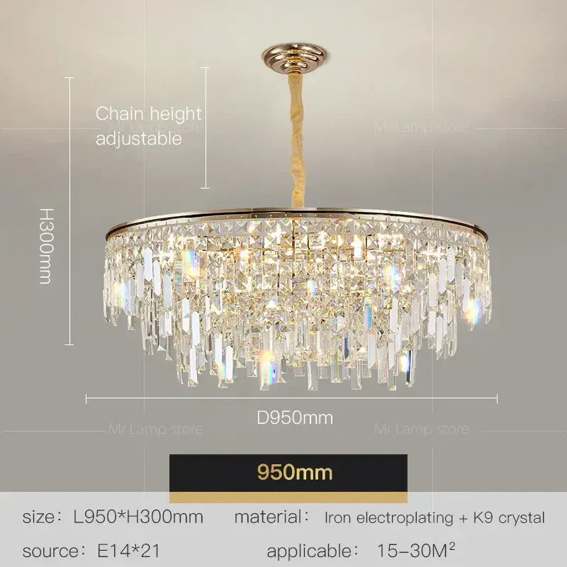 Luxury gold decorbites crystal led chandelier for living room
