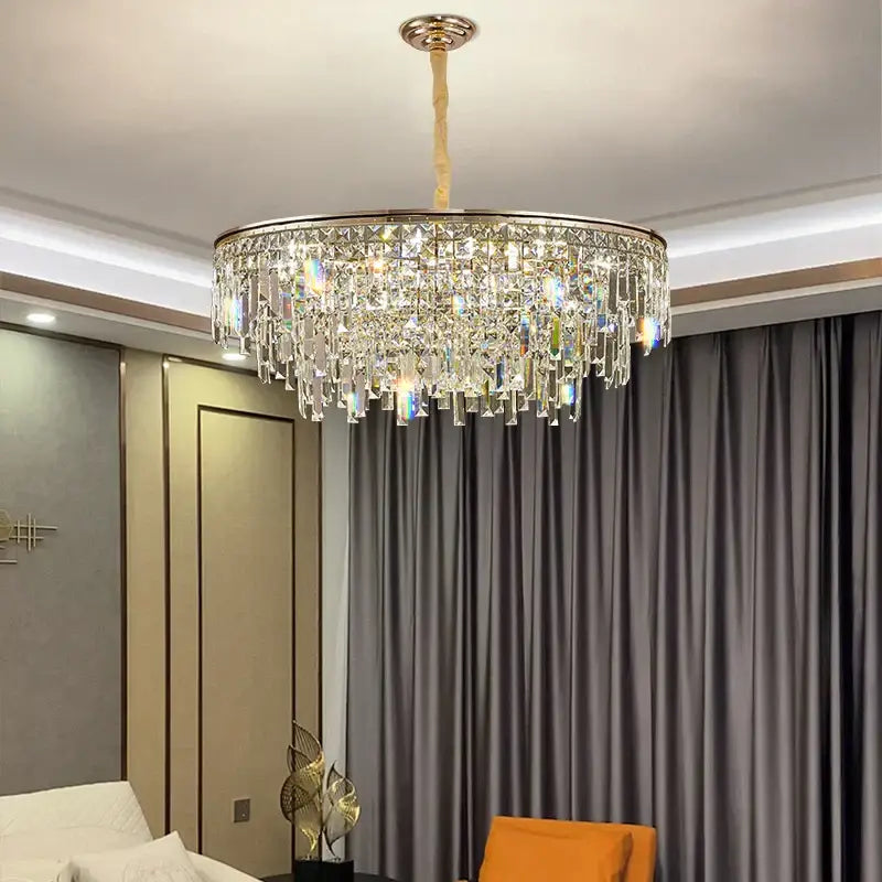Luxury gold decorbites crystal led chandelier for living room