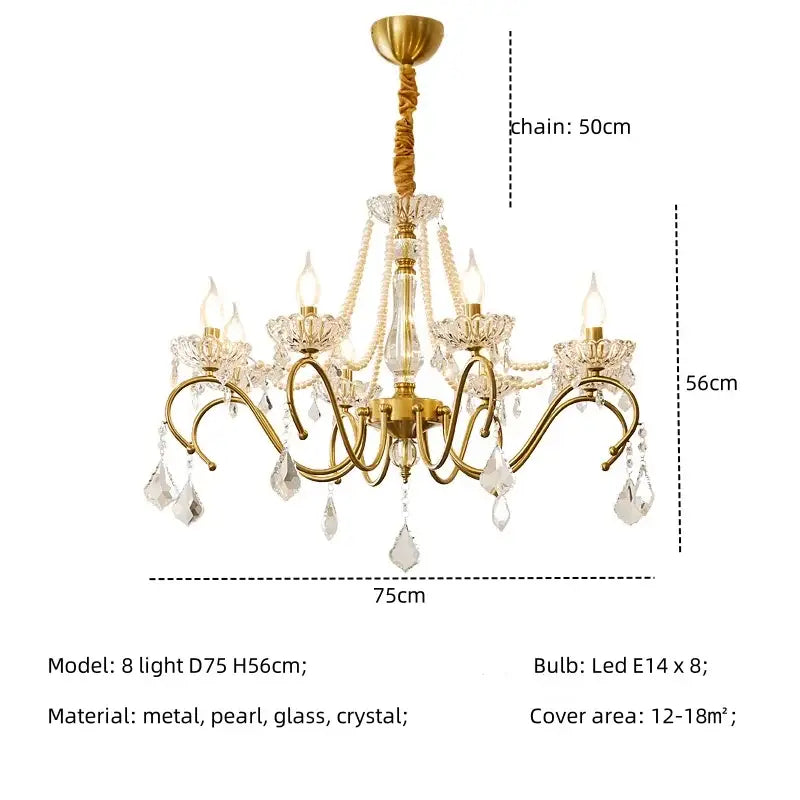 Luxury gold crystal led chandelier living room pendant light