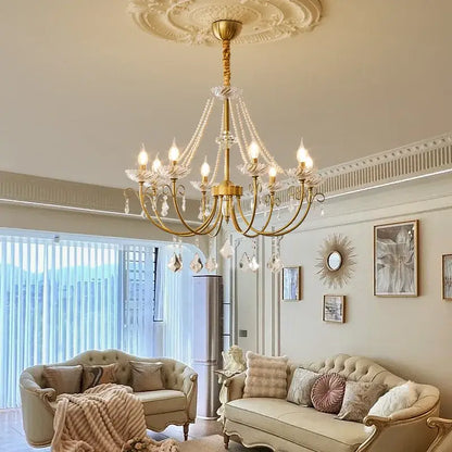 Luxury gold crystal led chandelier living room pendant light