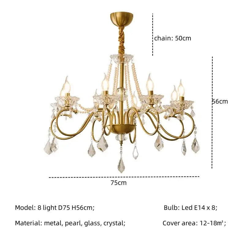 Luxury gold crystal led chandelier living room pendant light