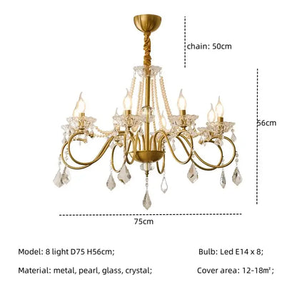 Luxury gold crystal led chandelier living room pendant light