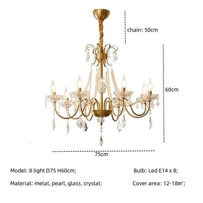 Luxury gold crystal led chandelier living room pendant light