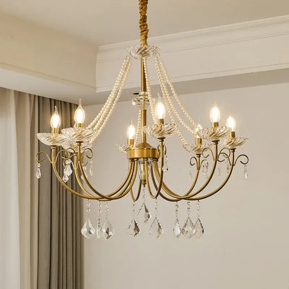 Luxury gold crystal led chandelier living room pendant light