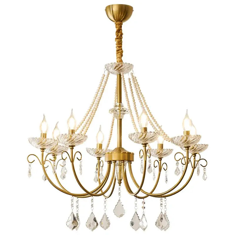 Luxury gold crystal led chandelier living room pendant light