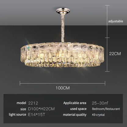Luxury gold crystal ring chandelier for dining room