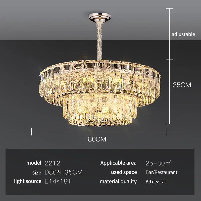 Luxury gold crystal ring chandelier for dining room
