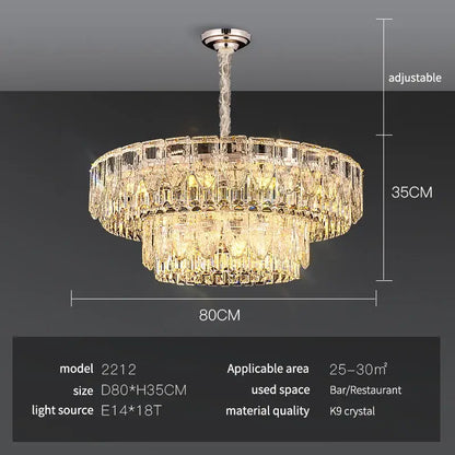 Luxury gold crystal ring chandelier for dining room