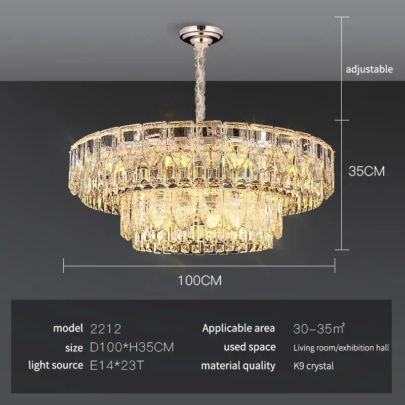 Luxury gold crystal ring chandelier for dining room