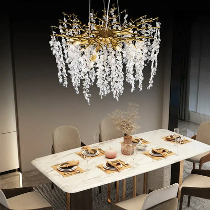 Luxury gold grape crystal chandelier dining room light