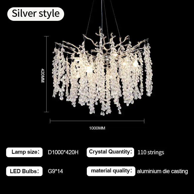 Luxury gold grape crystal chandelier dining room light