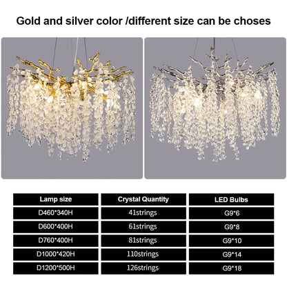 Luxury gold grape crystal chandelier dining room light