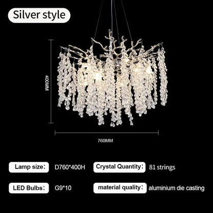 Luxury gold grape crystal chandelier dining room light