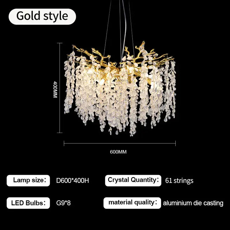 Luxury gold grape crystal chandelier dining room light